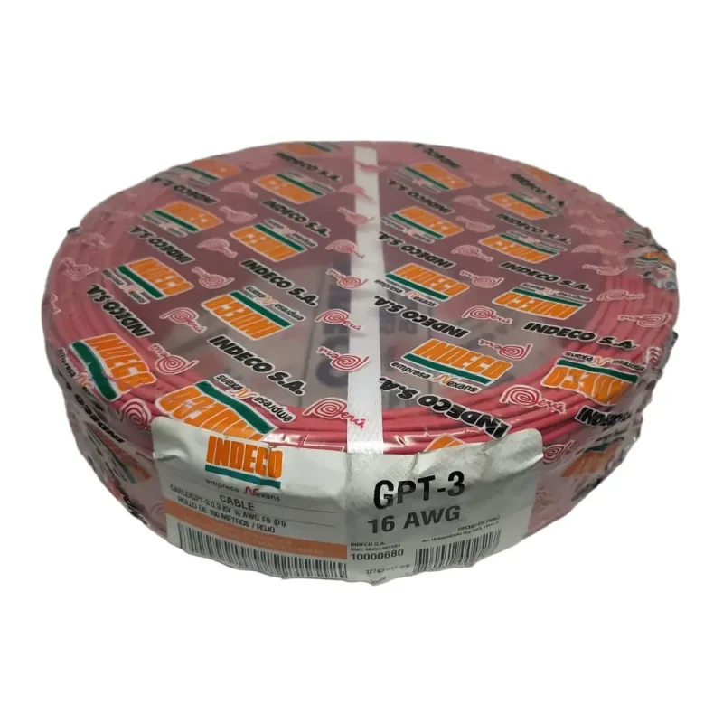 CABLE ENERGIA GPT-3 16AWG 300V 75°C CL.5 ROJO-100 MTRS