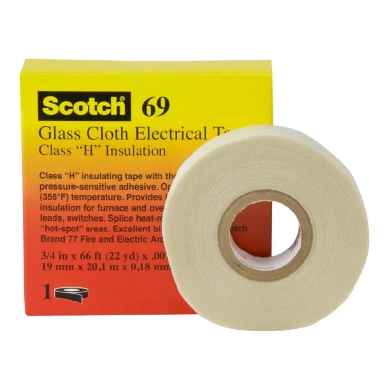 CINTA FIBRA D/VIDRIO C/ADHESIVO SCOTCH 69 3/4X20M CLASE H