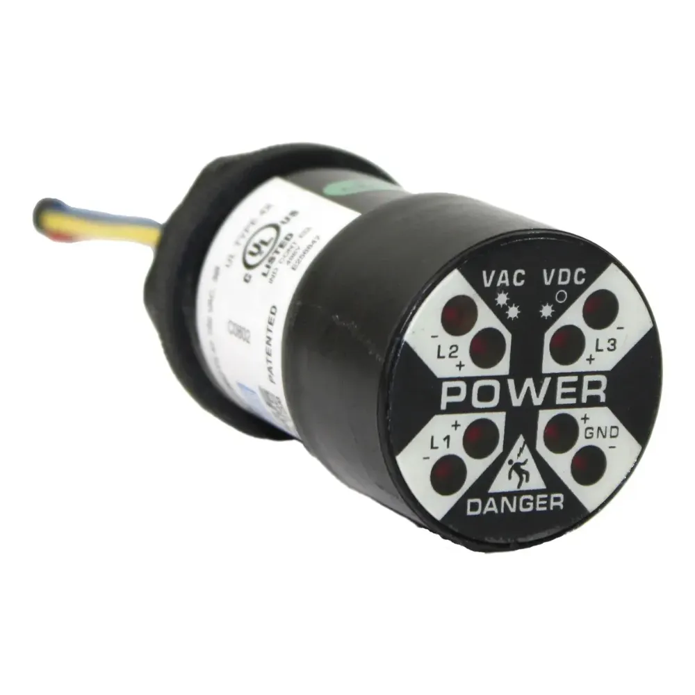 INDICADOR DE VOLTAJE A TRAVES DE LA PUERTA, INTERMITENTE, 40 600 VCA, 30 1000 VCC, NEMA 4, BISELADO