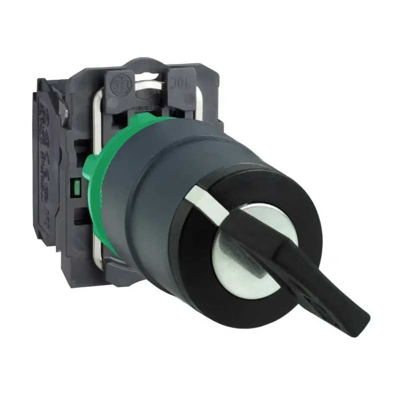 SELECTOR Ø 22MM NEGRO MANETA CORTA 3 POSC. 1FIJA + 2 C-RETORNO AL CENTRO 2NA IP65